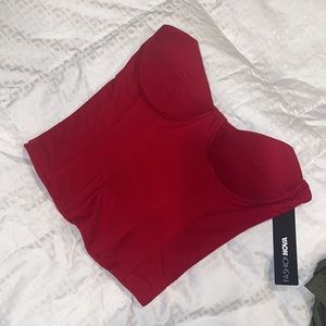 NWT Fashion Nova  Red Mesh Corset Top